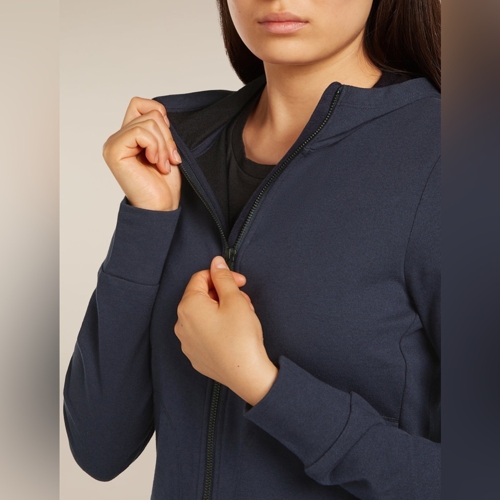 ICEBREAKER Central Classic Long Sleeve Zip Hoodie | Navy | XS | Merino Wool - Picture 9 of 9
